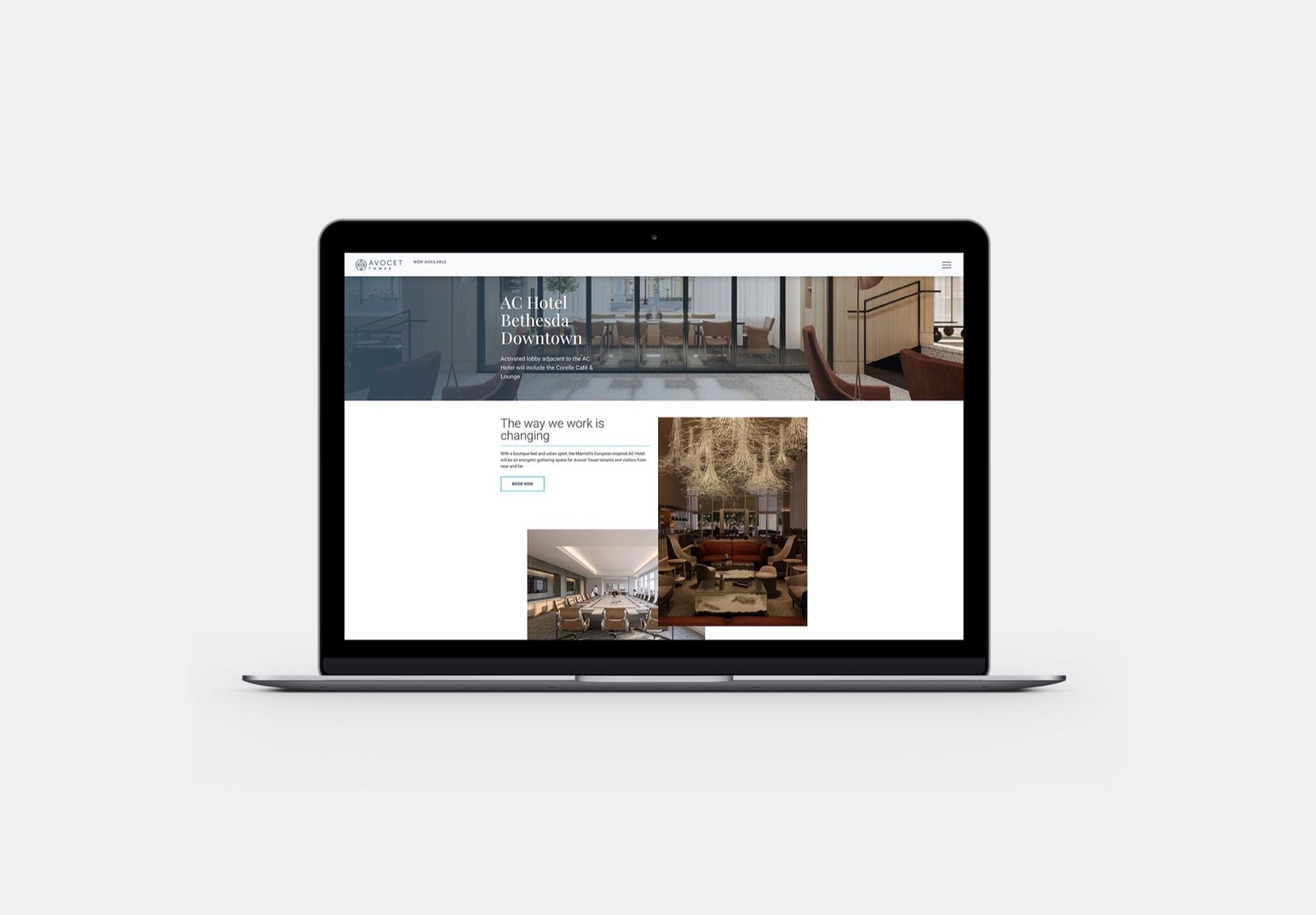 Avocet Tower homepage shown on a laptop
