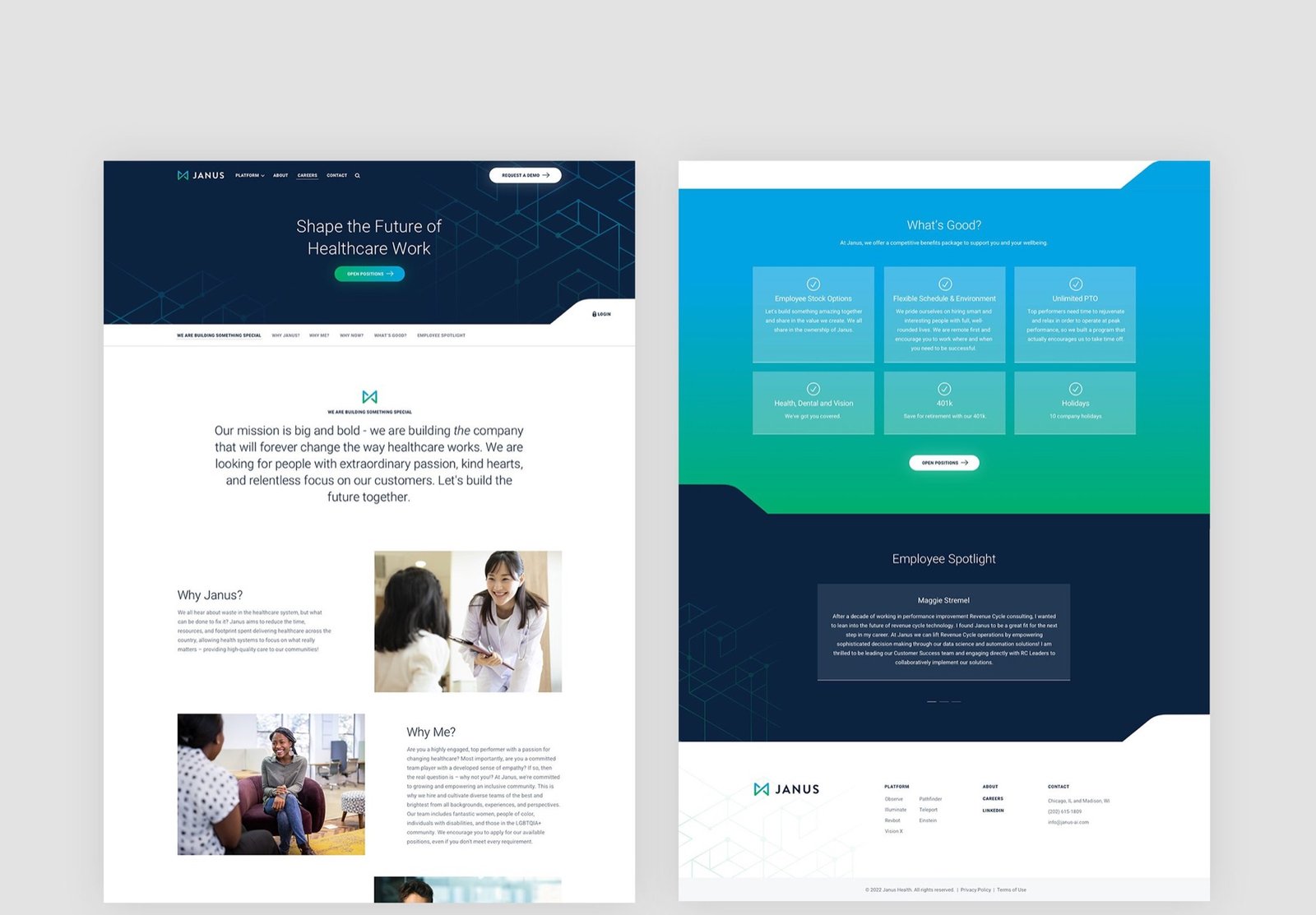 Janus Health interior page design