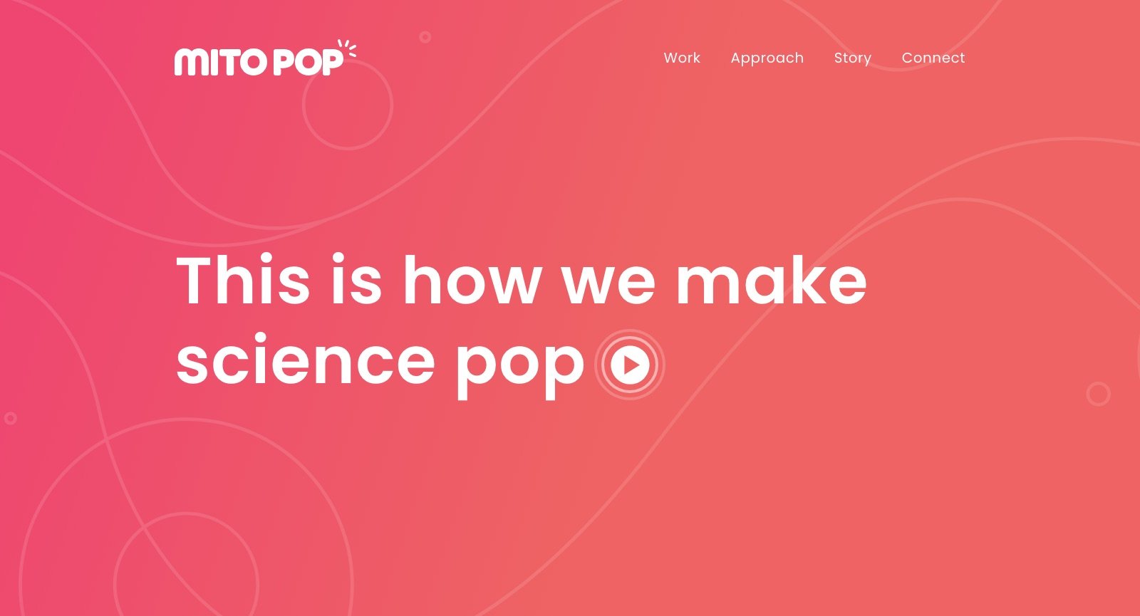 MitoPop website homepage, desktop view