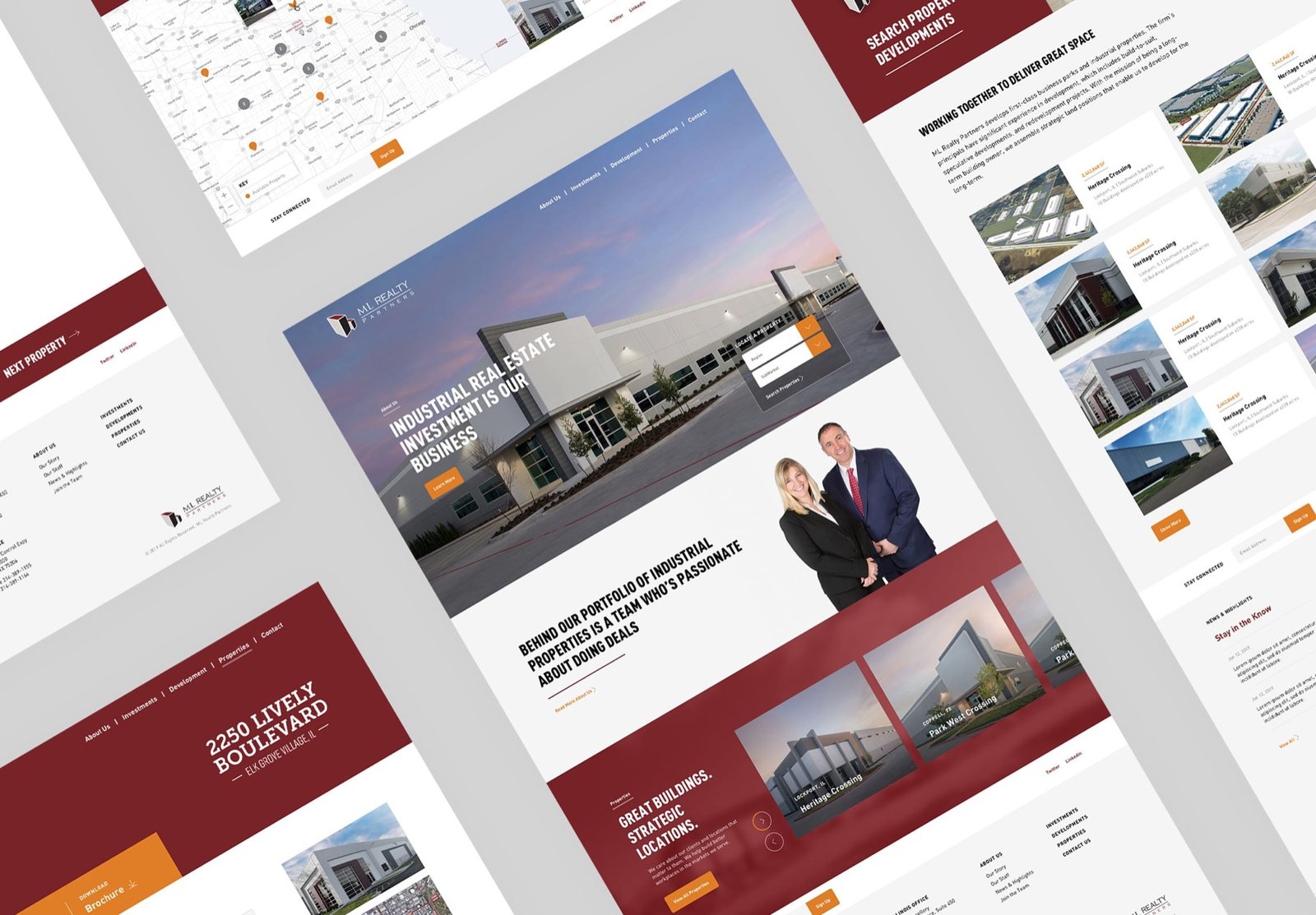ML Realty Partners website design, long-scroll view