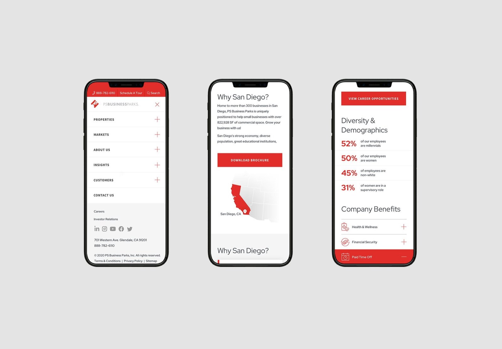 PS Business Parks responsive mobile screens