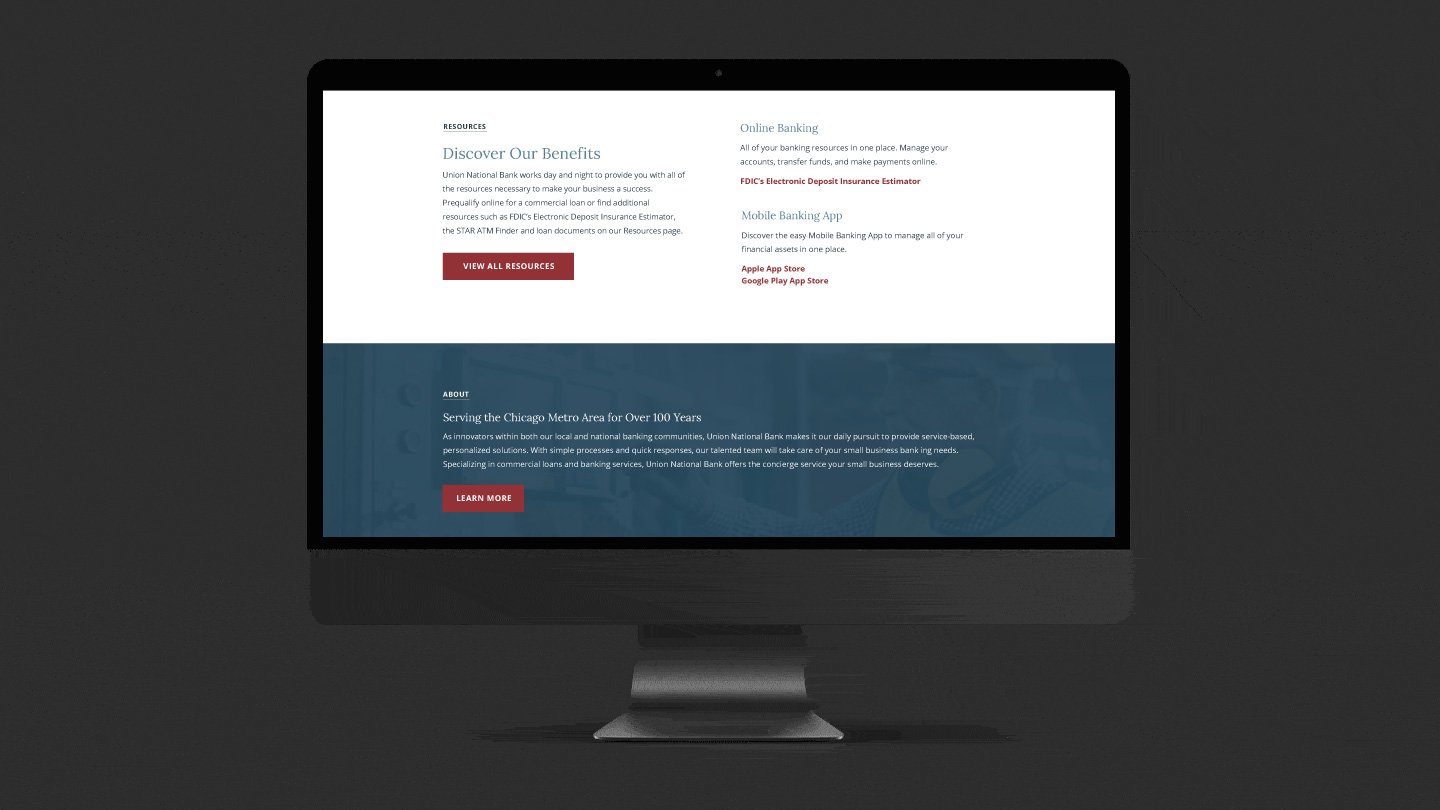 Union National Bank website, desktop view